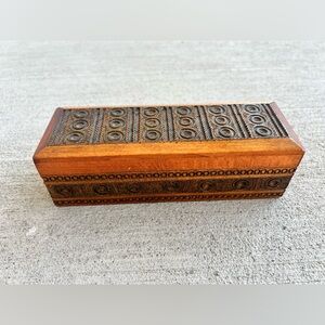 Vintage Carved Wooden Trinket Box | Made in Poland